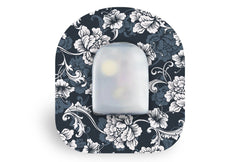 Monochrome Flowers Patch for Omnipod diabetes CGMs and insulin pumps