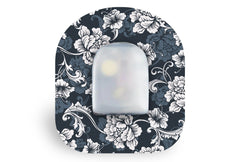 Monochrome Flowers Patch for Omnipod diabetes CGMs and insulin pumps