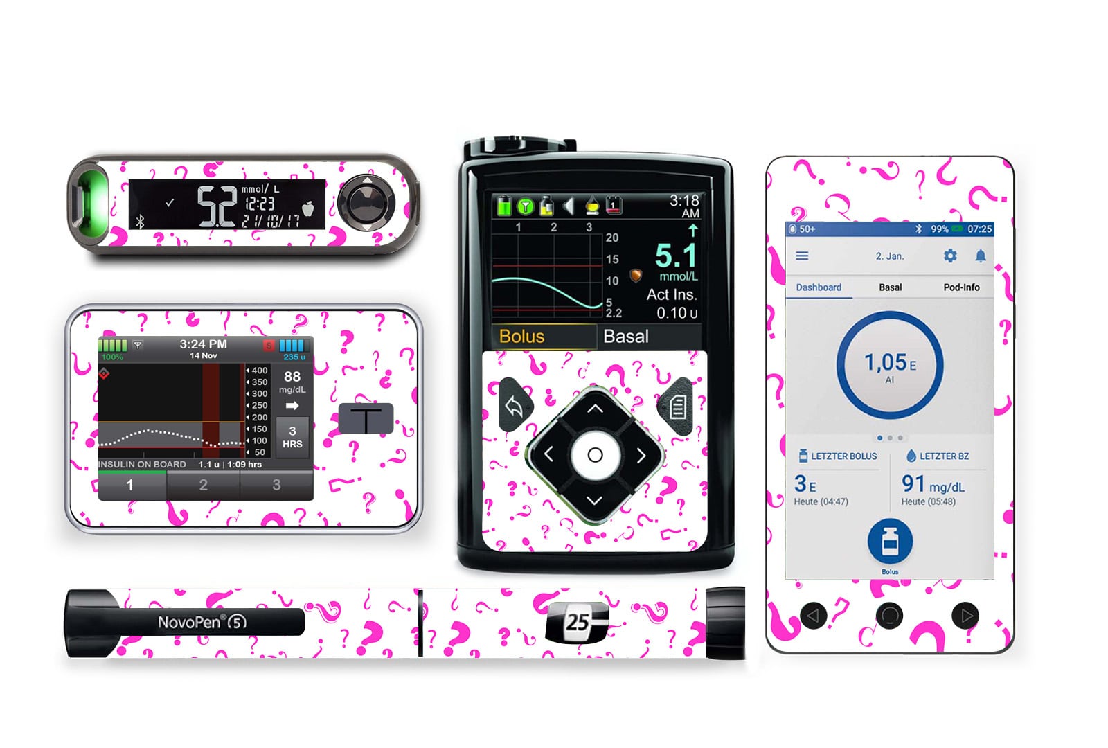 Mystery Stickers 10-Pack (Similar Styles) for Freestyle Libre 1, 2, or 2+ diabetes supplies and insulin pumps