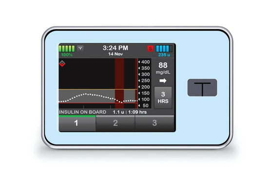 Pastel Blue Sticker for T-Slim diabetes CGMs and insulin pumps
