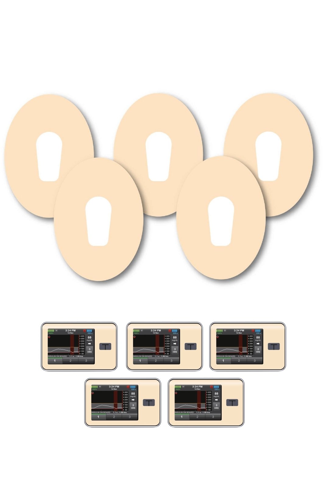 Pastel Orange Patches Matching Set for Dexcom G6 diabetes CGMs and insulin pumps