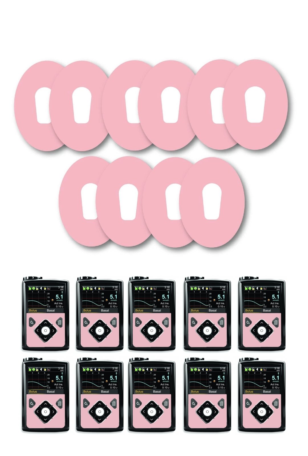Pink Pastel Patches Matching Set for Dexcom G6 diabetes CGMs and insulin pumps