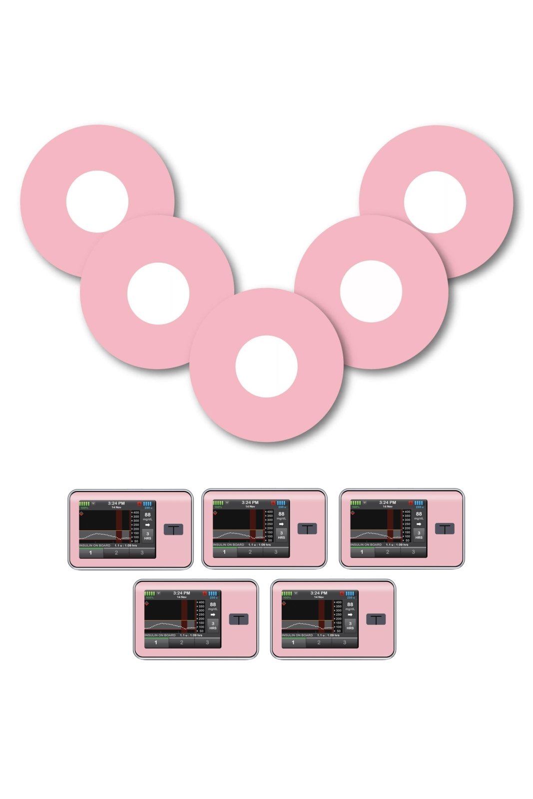 Pink Pastel Patches Matching Set for Freestyle Libre diabetes CGMs and insulin pumps