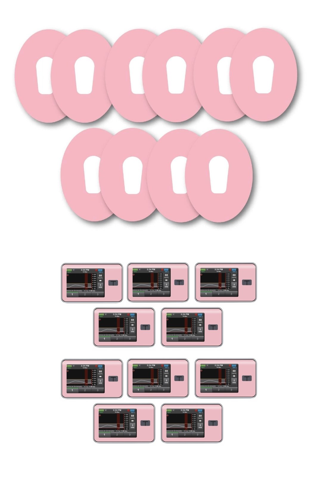 Pink Pastel Patches Matching Set for Dexcom G6 diabetes CGMs and insulin pumps