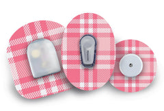 Pink Plaid Patch for Freestyle Libre diabetes CGMs and insulin pumps