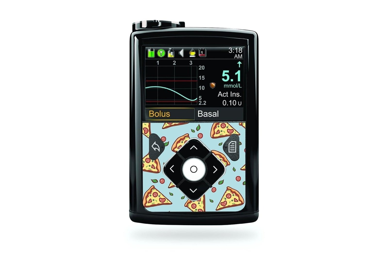 Pizza Sticker for Medtronic Minimed 640g, 680g, 780g diabetes CGMs and insulin pumps