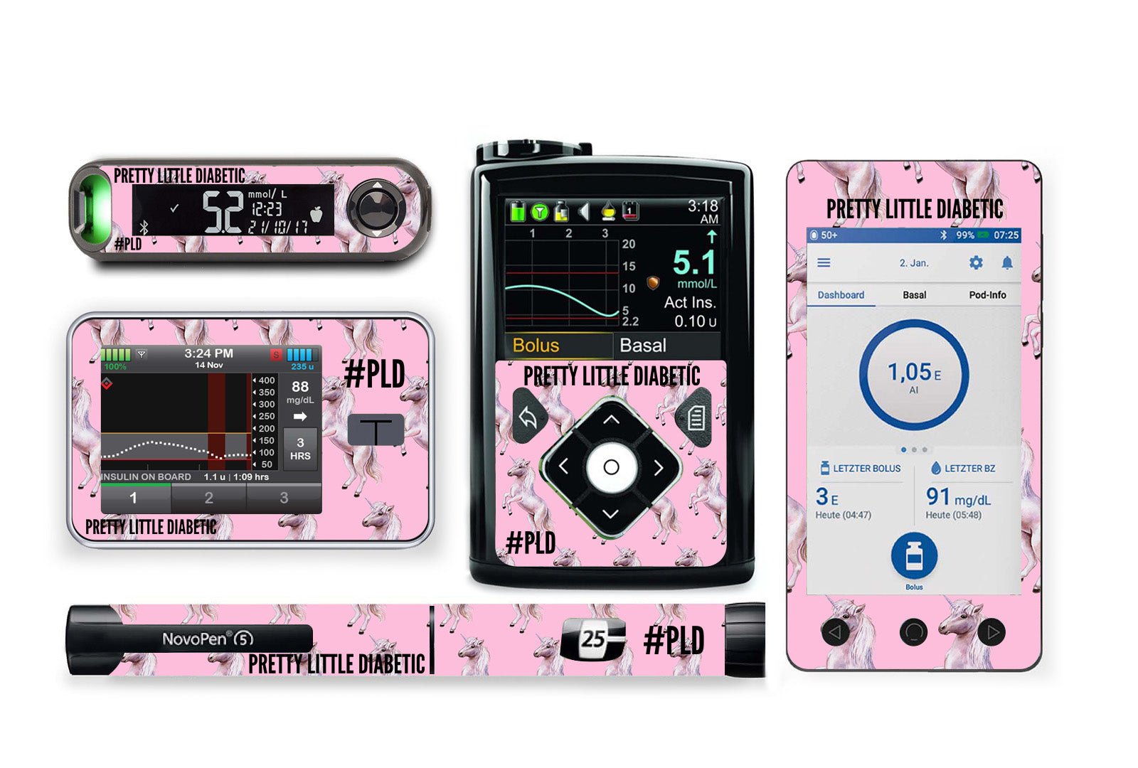 Pretty Little Diabetic Sticker for Novopen 4, 5, 6, or Echo diabetes supplies and insulin pumps