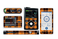 Pumpkin Plaid Stickers for Novopen 4, 5, 6, or Echo diabetes supplies and insulin pumps