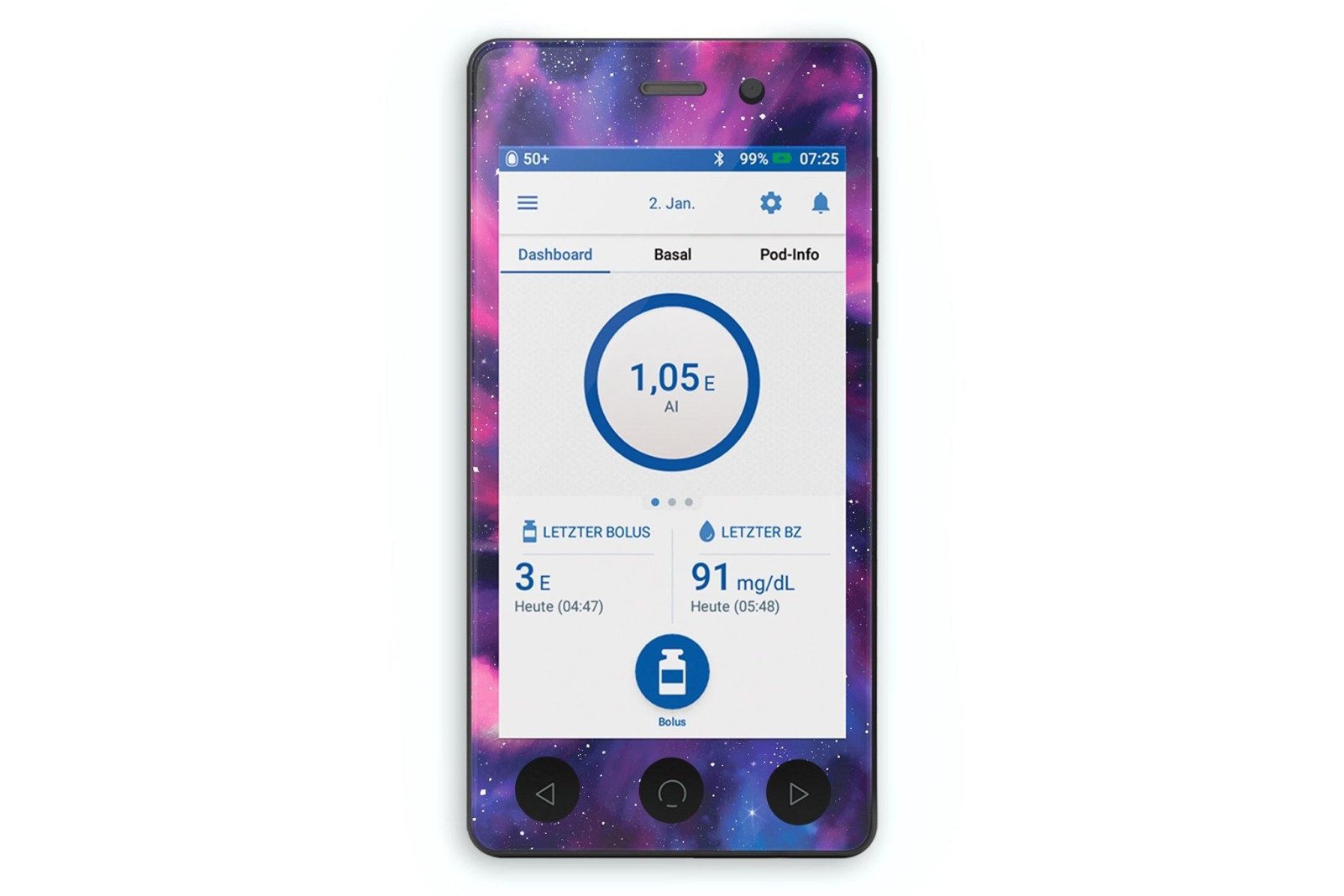 Purple Nebula Sticker - Omnipod Dash PDM for diabetes CGMs and insulin pumps