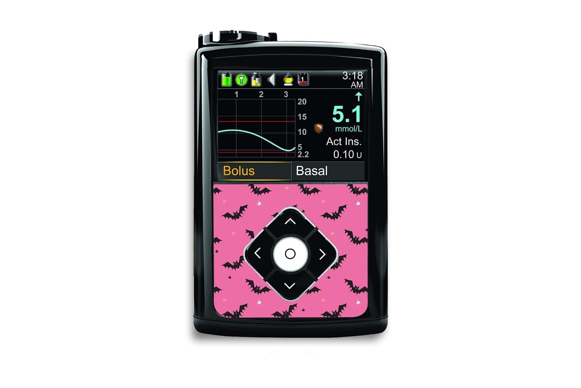 Scary Bats Sticker for Medtronic Minimed 640g, 680g, 780g diabetes CGMs and insulin pumps