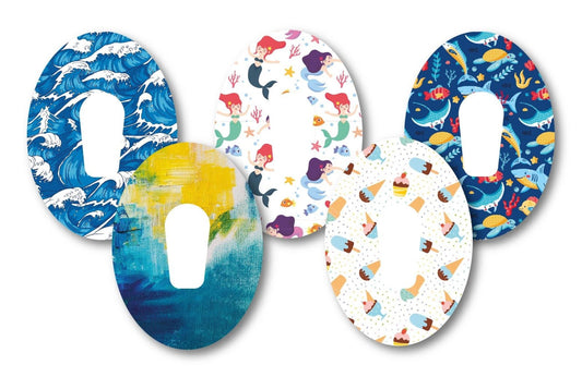 Seaside Patch Pack for Dexcom G6 - 5 Pack diabetes CGMs and insulin pumps