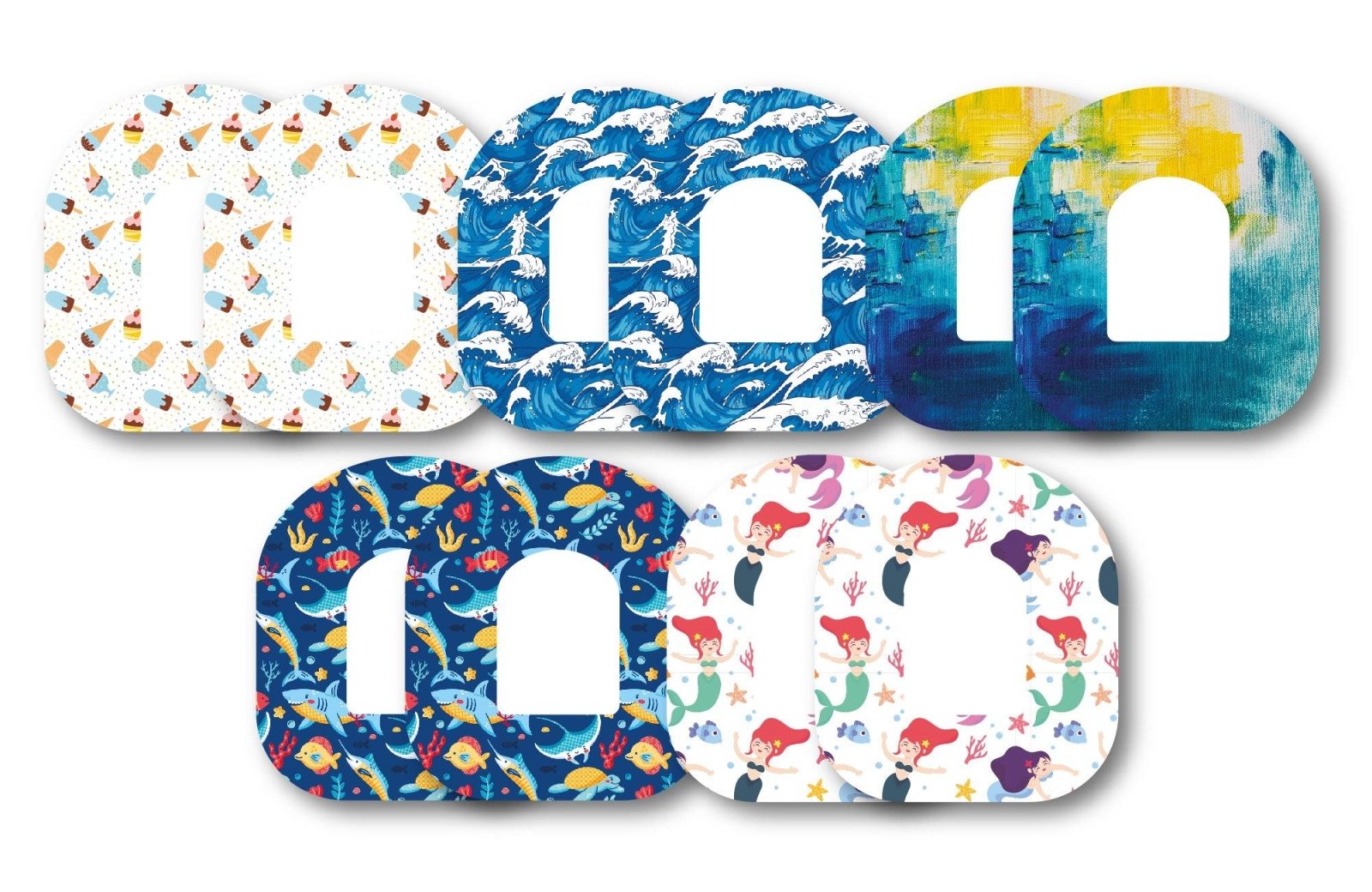 Seaside Patch Pack for Omnipod - 10 Pack diabetes CGMs and insulin pumps