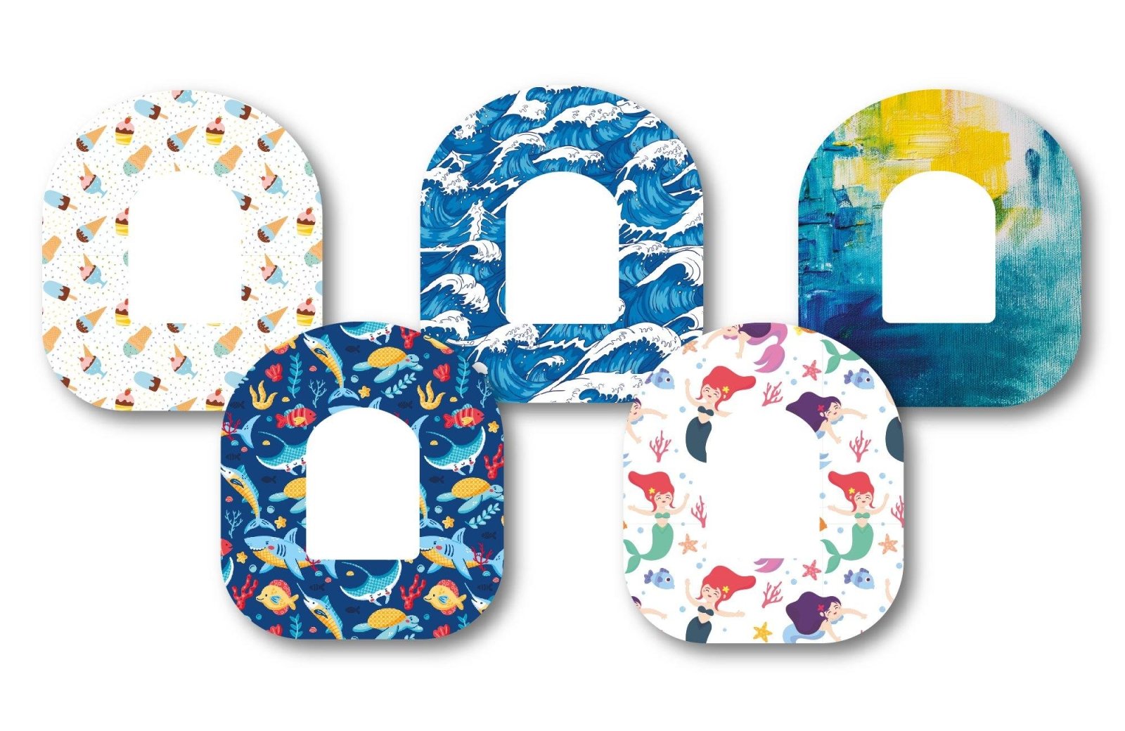 Seaside Patch Pack for Omnipod - 5 Pack diabetes CGMs and insulin pumps