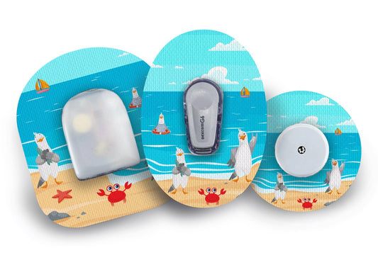 Seaside Seagulls Patch for Freestyle Libre 2 diabetes CGMs and insulin pumps