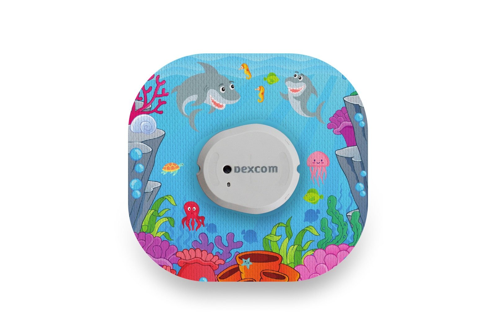 Smiley Shark Patch for Dexcom G7 / One+ diabetes CGMs and insulin pumps
