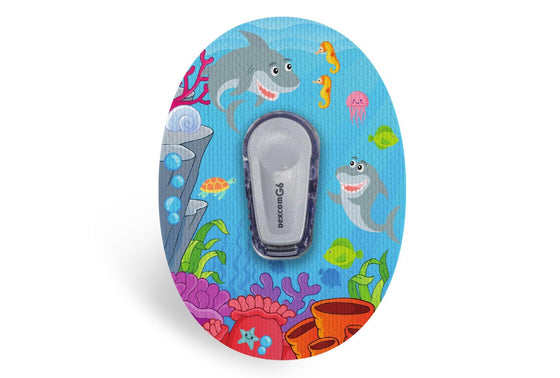 Smiley Shark Patch for Dexcom G6 diabetes CGMs and insulin pumps