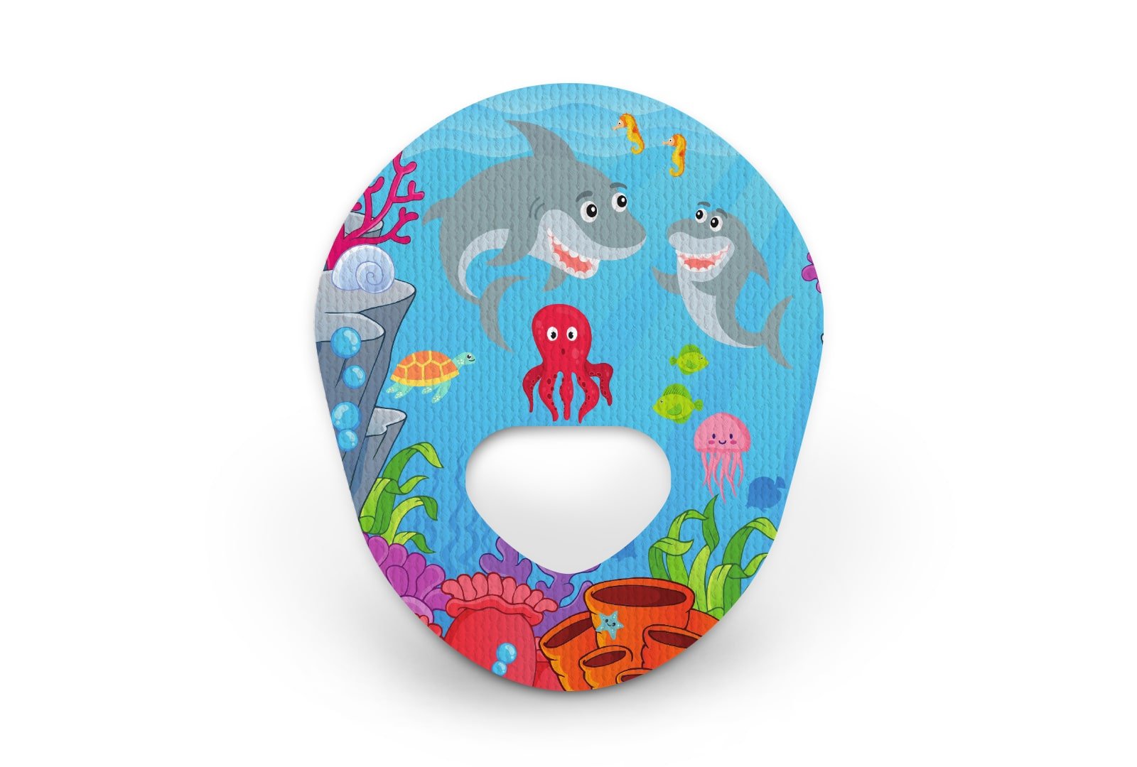 Smiley Shark Patch for Guardian 3 diabetes CGMs and insulin pumps