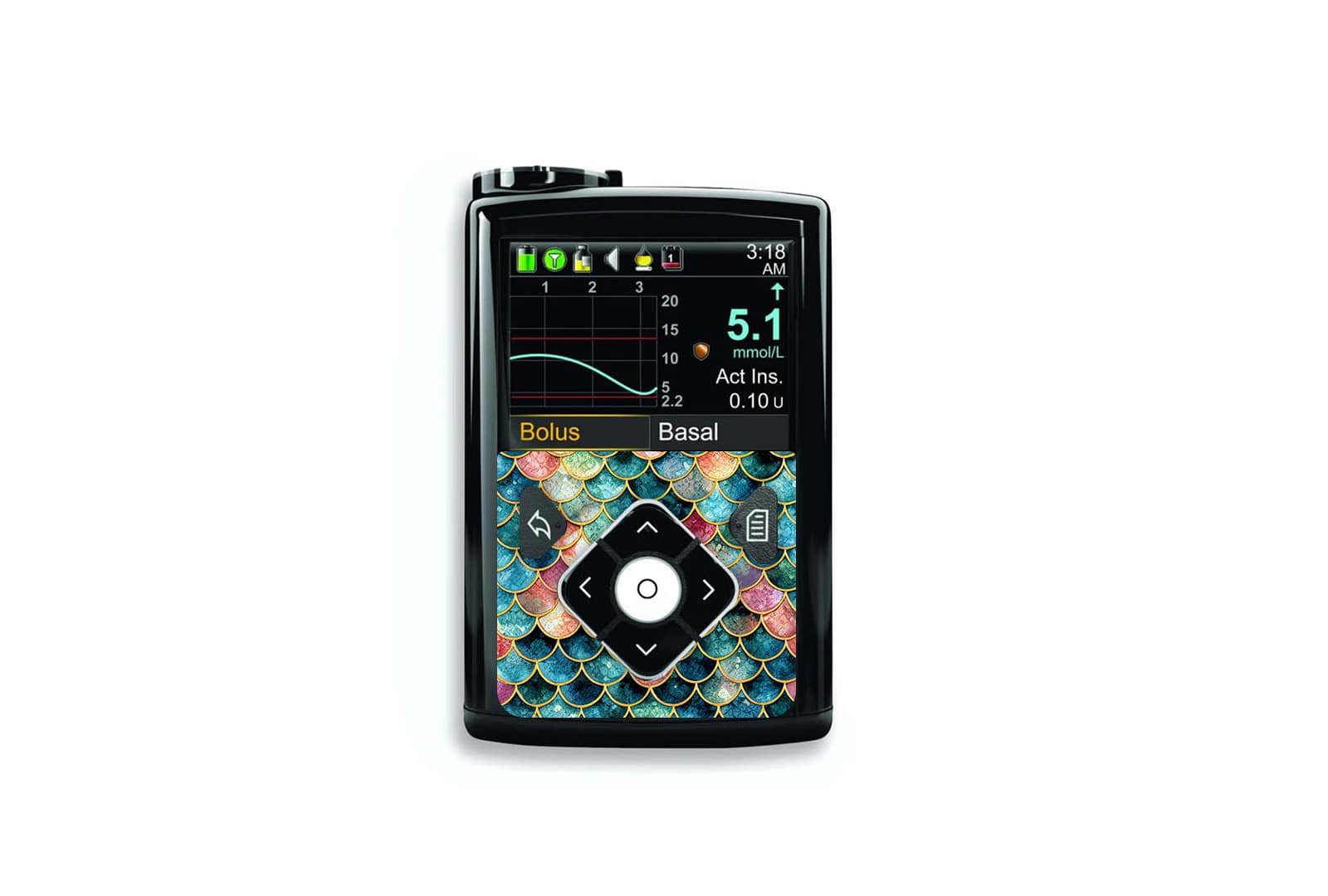 Sparkly Scales Sticker for Medtronic Minimed 640g, 680g, 780g diabetes supplies and insulin pumps