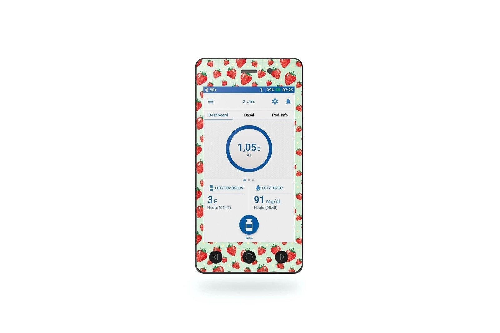 Strawberries Sticker - Omnipod Dash PDM for diabetes CGMs and insulin pumps