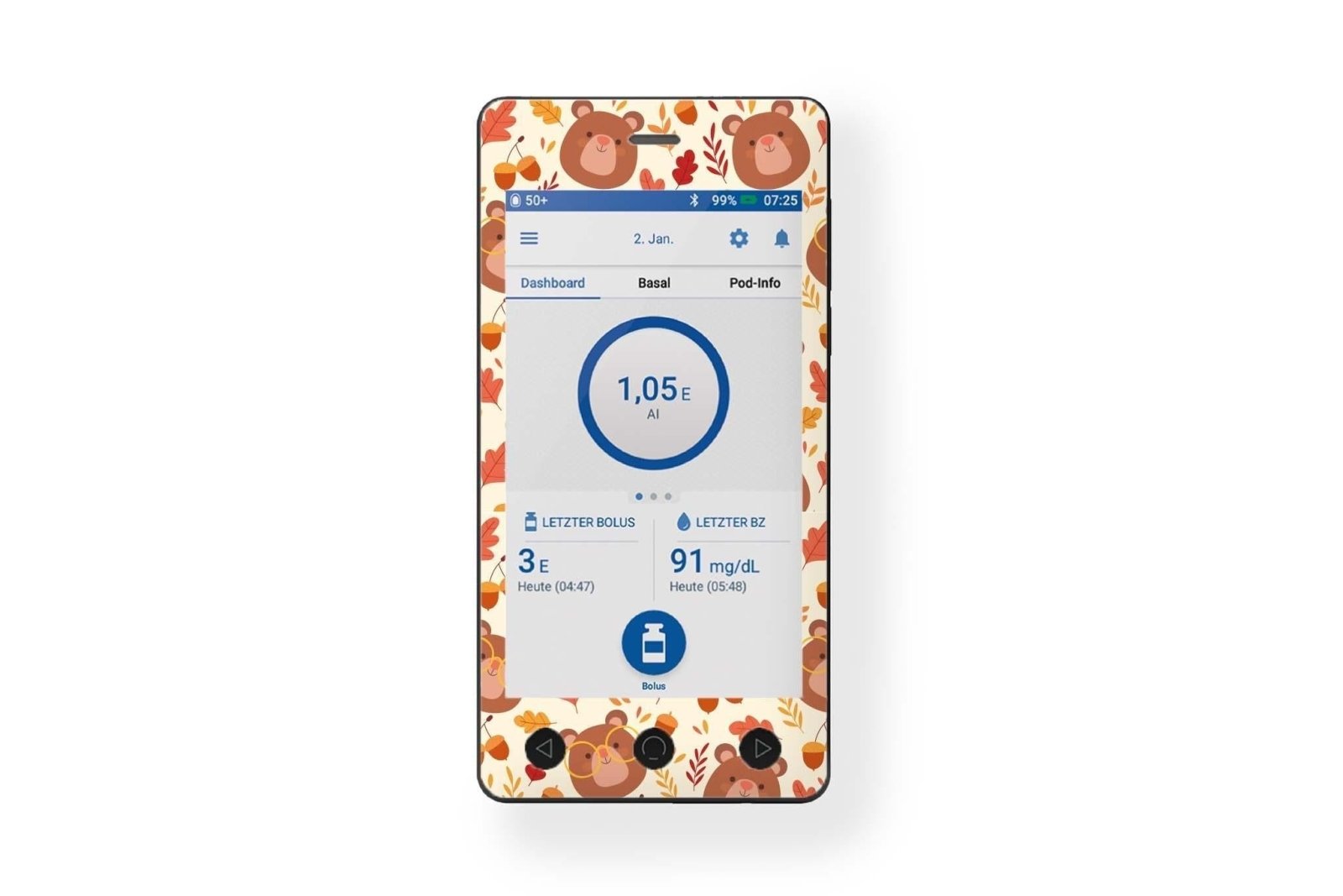 Teddy Bear Sticker - Omnipod Dash PDM for diabetes CGMs and insulin pumps