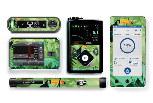 Toucan Sticker for Novopen 4, 5, 6, or Echo diabetes CGMs and insulin pumps