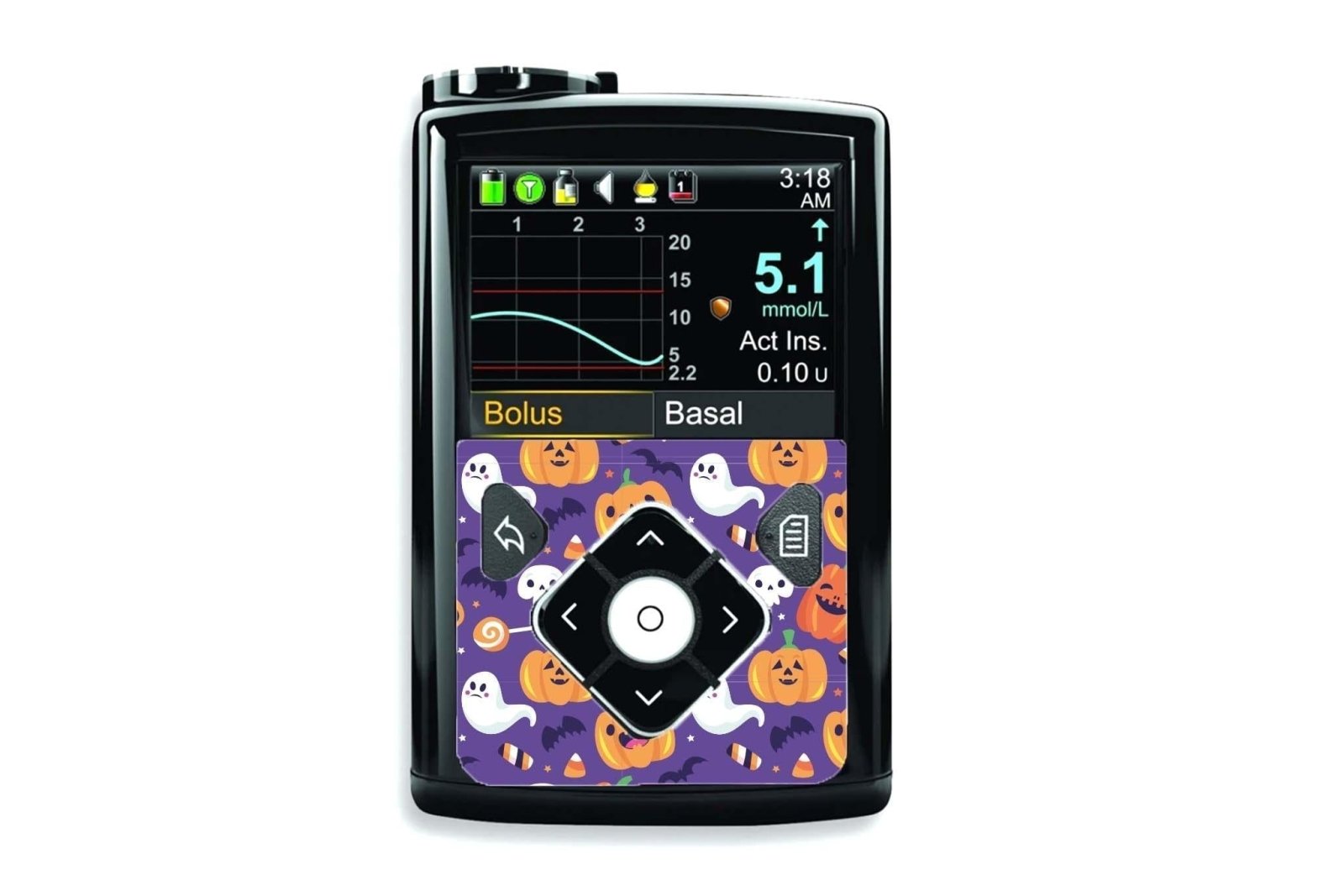 Trick or Treat Sticker - Medtronic Minimed 640g, 680g, 780g for diabetes CGMs and insulin pumps