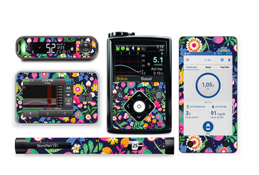 Vibrant Flowers Sticker for Novopen 4, 5, 6, or Echo diabetes supplies and insulin pumps