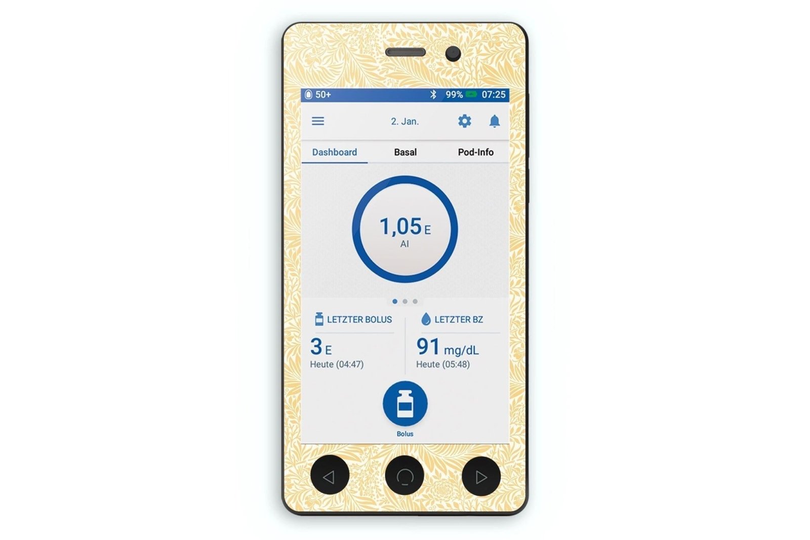 Vintage Yellow Flowers Sticker for Novopen 4, 5, 6, or Echo diabetes CGMs and insulin pumps