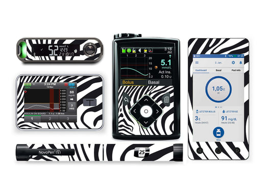 Zebra Print Sticker for Novopen 4, 5, 6, or Echo diabetes supplies and insulin pumps