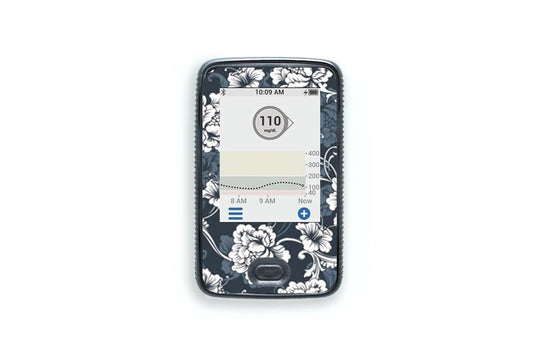 Monochrome Flowers Sticker - Dexcom G6 / One Receiver for diabetes CGMs and insulin pumps