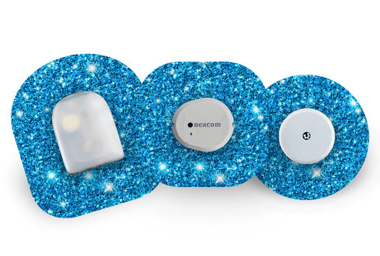 Blue Glitter Patch for Freestyle Libre 2 diabetes supplies and insulin pumps
