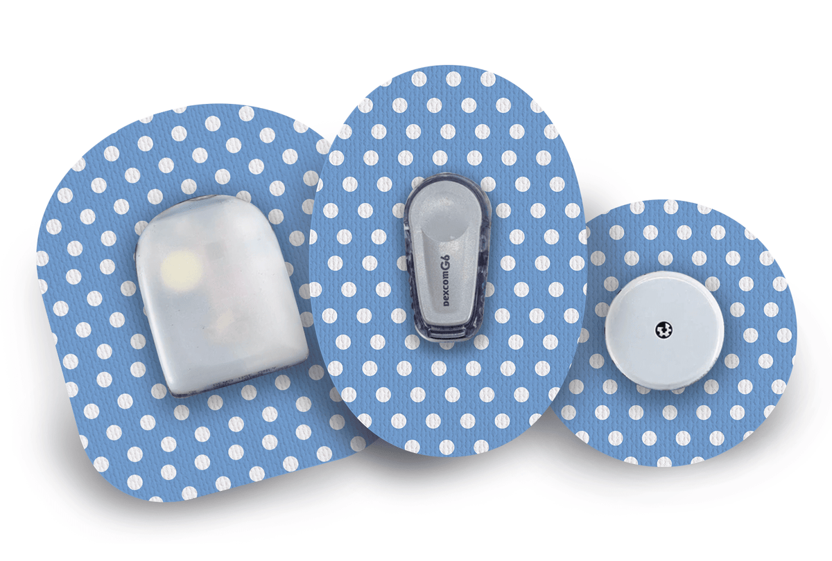 Blue Polka Dot Patch for Freestyle Libre 2 diabetes supplies and insulin pumps