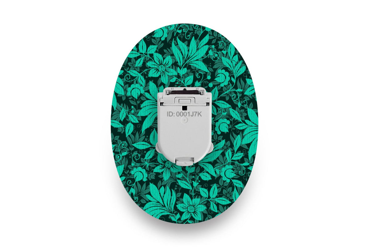 Bright Teal Flowers Patch - Glucomen Day for Single diabetes supplies and insulin pumps