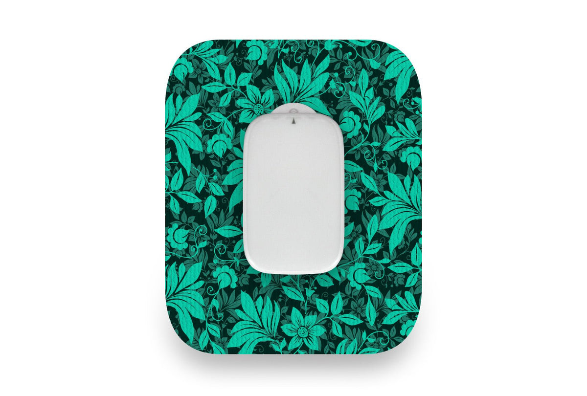 Bright Teal Flowers Patch - Medtrum CGM for Single diabetes supplies and insulin pumps