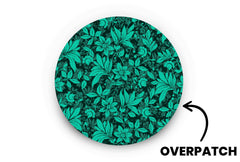 Bright Teal Flowers Patch - Overpatches for Single diabetes supplies and insulin pumps