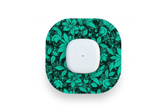 Bright Teal Flowers Patch - Simplera for Single diabetes supplies and insulin pumps