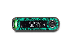 Bright Teal Flowers Sticker for Novopen 4, 5, 6, or Echo diabetes supplies and insulin pumps