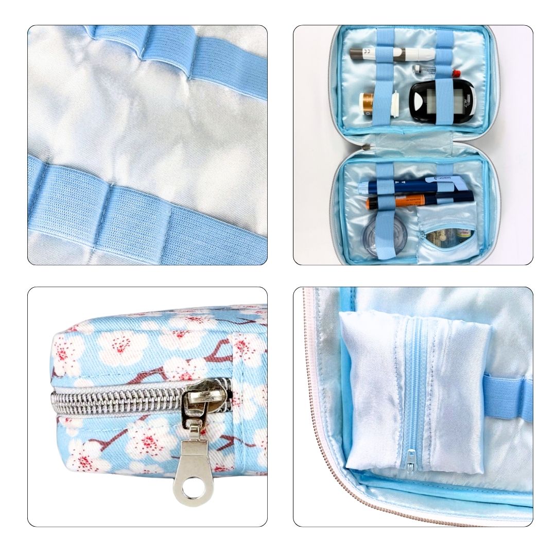 Cherry Blossom T1D Essentials Bag for diabetes supplies and insulin pumps