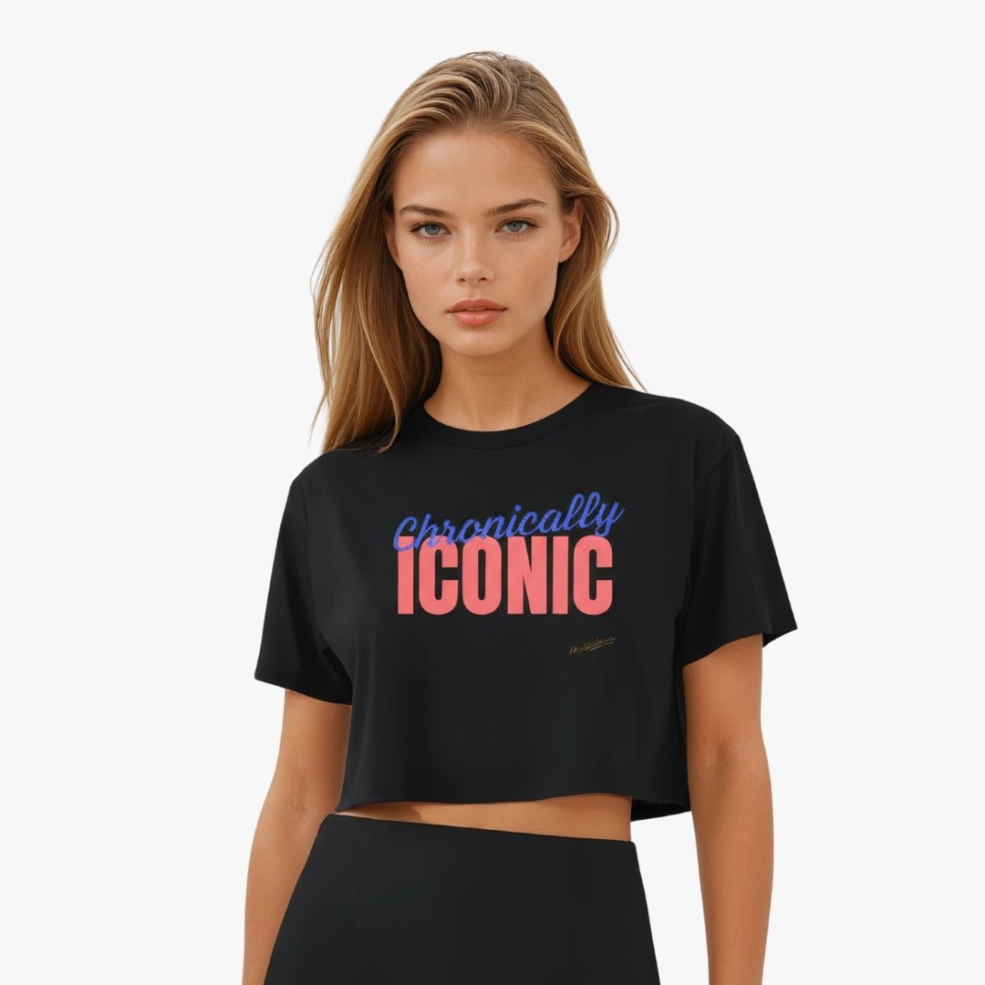Chronically Iconic Crop T-Shirt for Black diabetes supplies and insulin pumps
