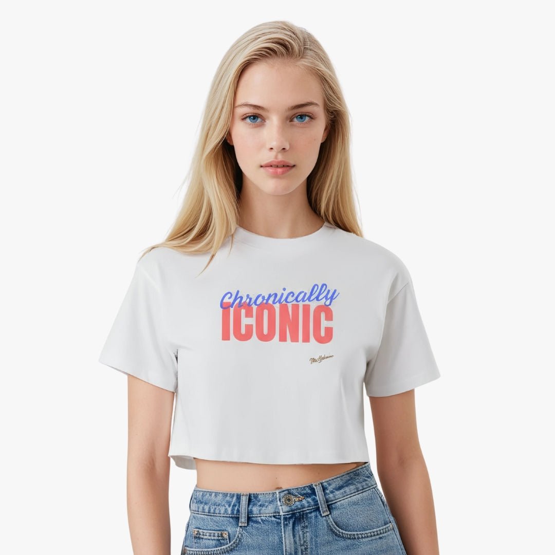 Chronically Iconic Crop T-Shirt for Black diabetes supplies and insulin pumps