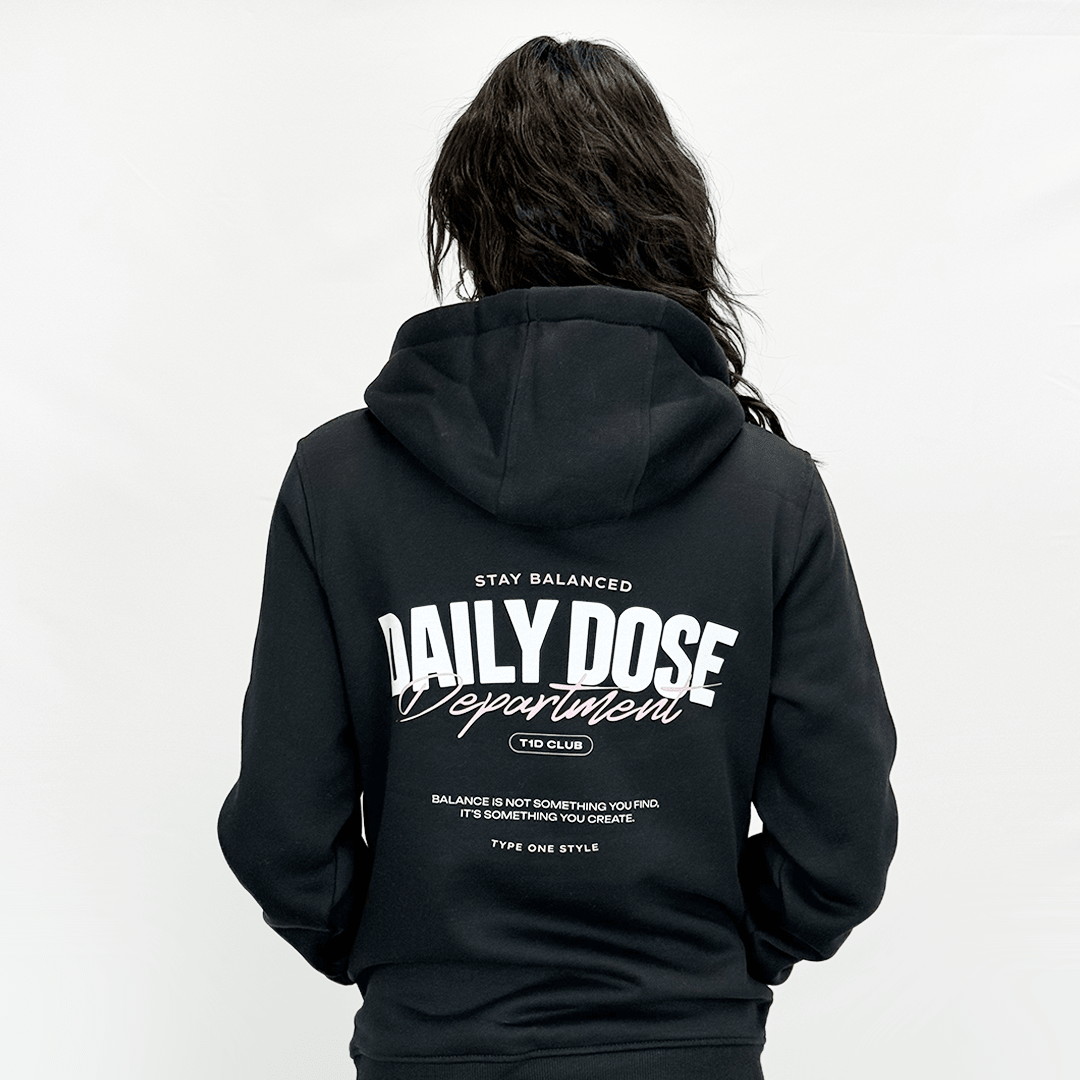 Daily Dose Hoodie for Black diabetes supplies and insulin pumps