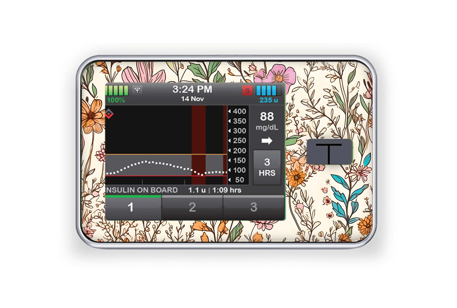 Dainty Daisies Sticker for T:Slim X2 diabetes supplies and insulin pumps