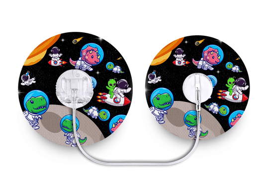 Dinosaurs in Space Patch - Tru - Steel for Single diabetes supplies and insulin pumps