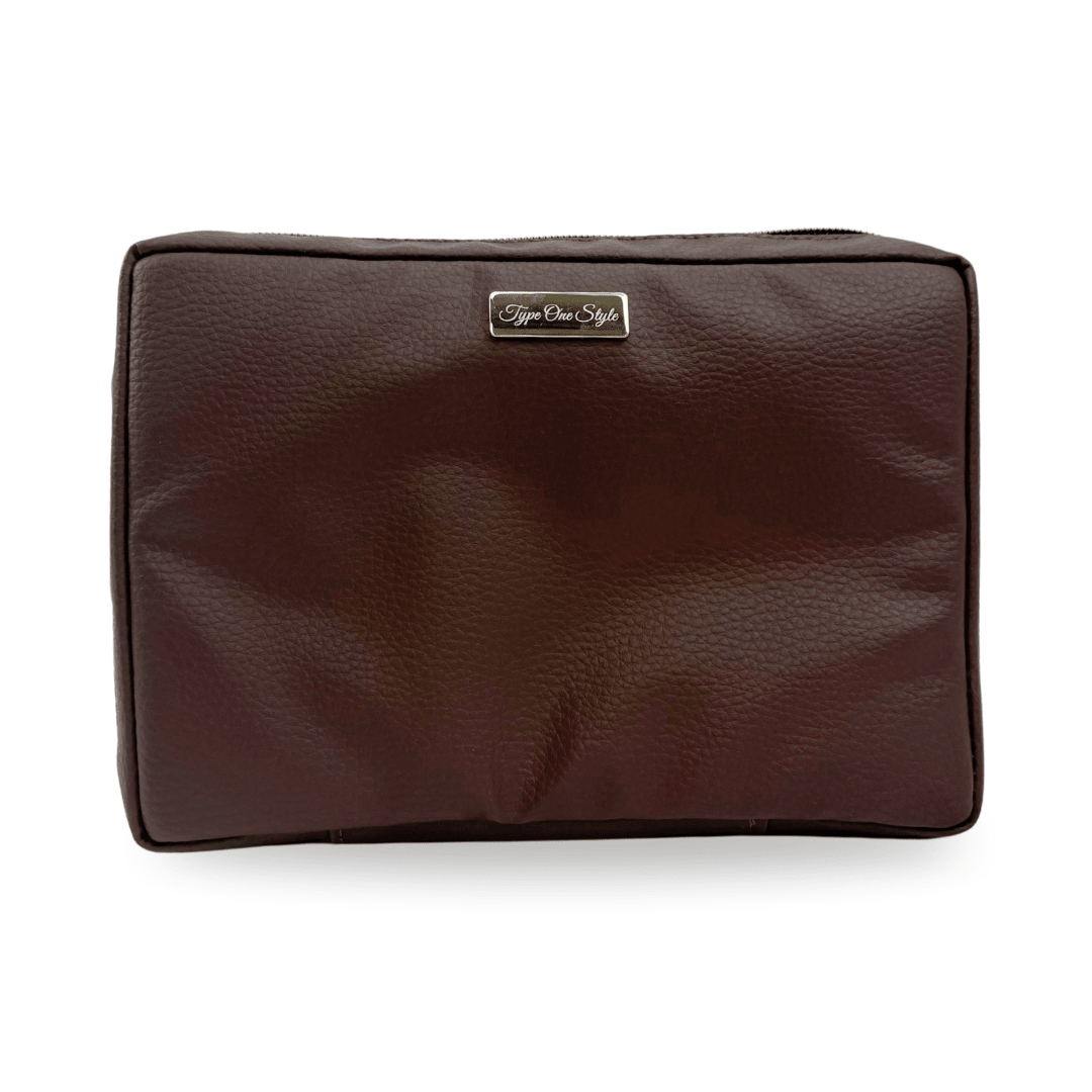 Espresso Luxury T1D Essentials Bag for diabetes supplies and insulin pumps