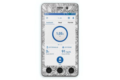Greyscale Florals Sticker for Omnipod Dash PDM diabetes CGMs and insulin pumps