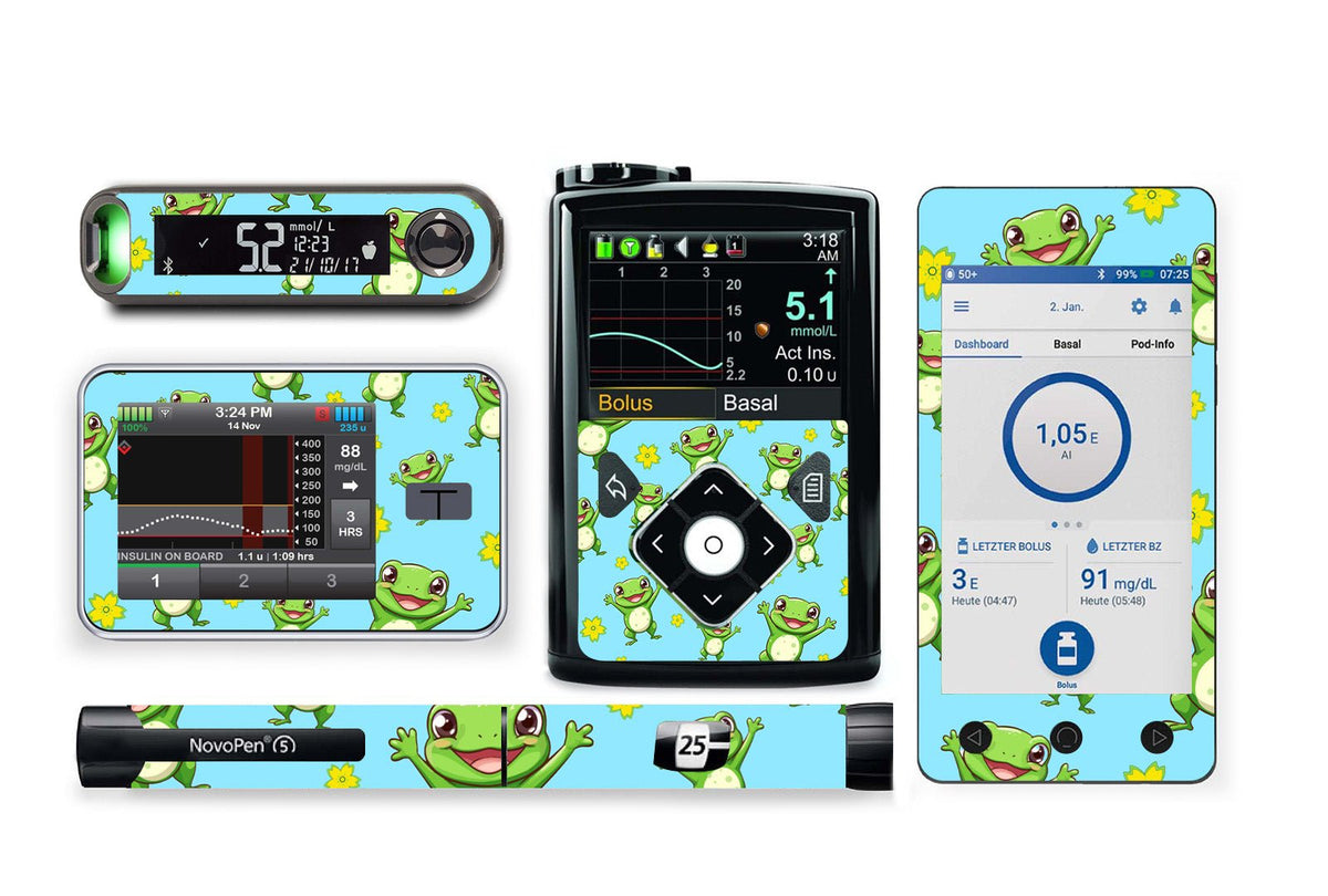 Freddy the Frog Sticker for Novopen 4, 5, 6, or Echo diabetes supplies and insulin pumps