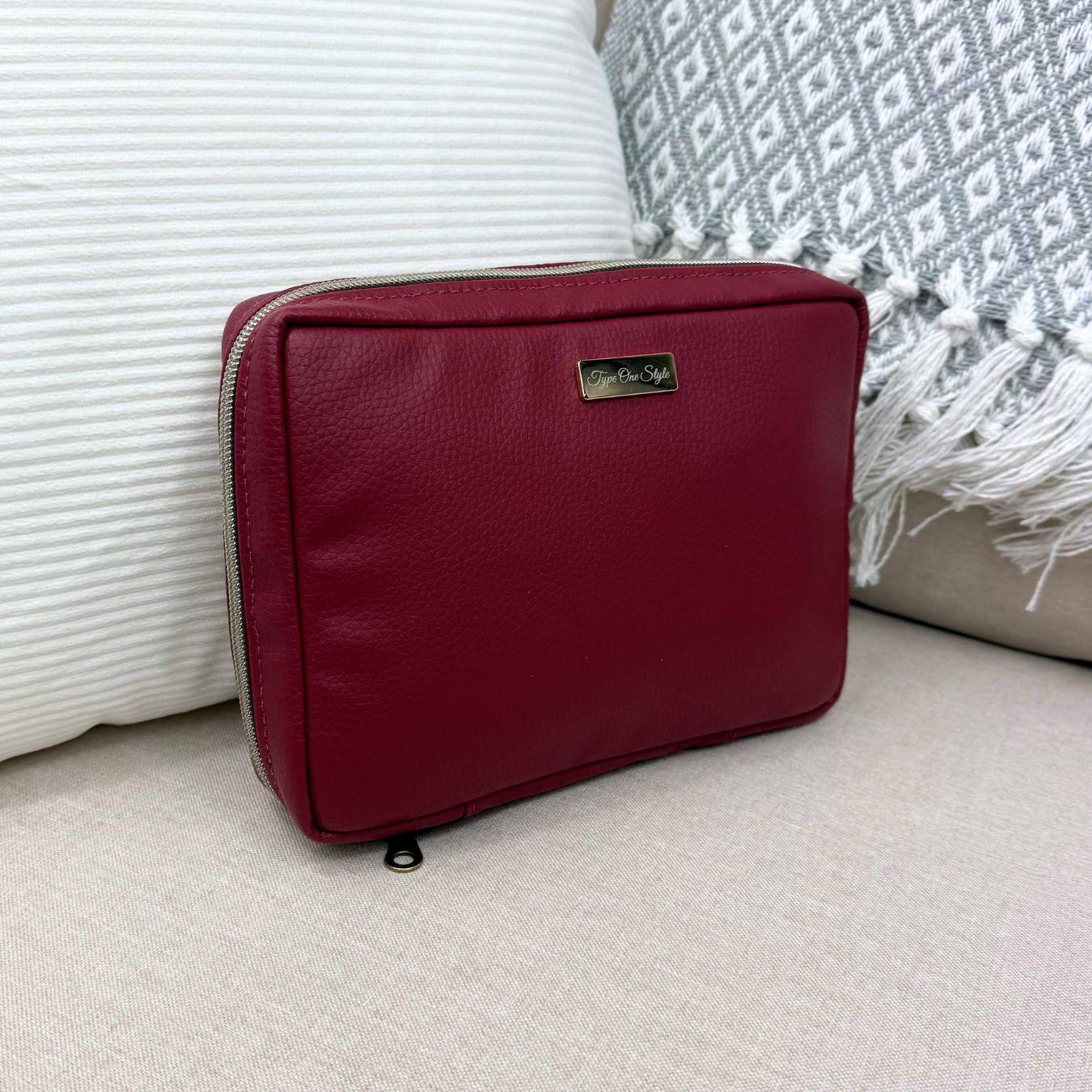 Luxury T1D Essentials Bags for Luxury Deep Red diabetes supplies and insulin pumps