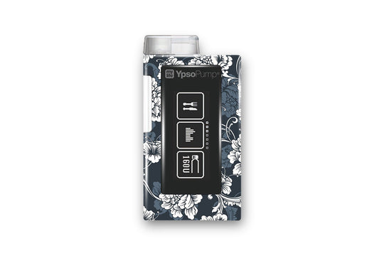 Monochrome Flowers Sticker for Novopen 4, 5, 6, or Echo diabetes supplies and insulin pumps