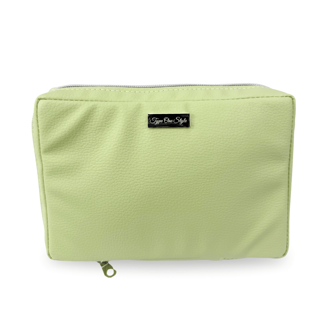 Pastel Green Luxury T1D Essentials Bag for diabetes supplies and insulin pumps