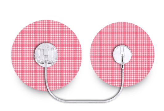Pink Plaid Patch - Tru - Steel for Single diabetes supplies and insulin pumps